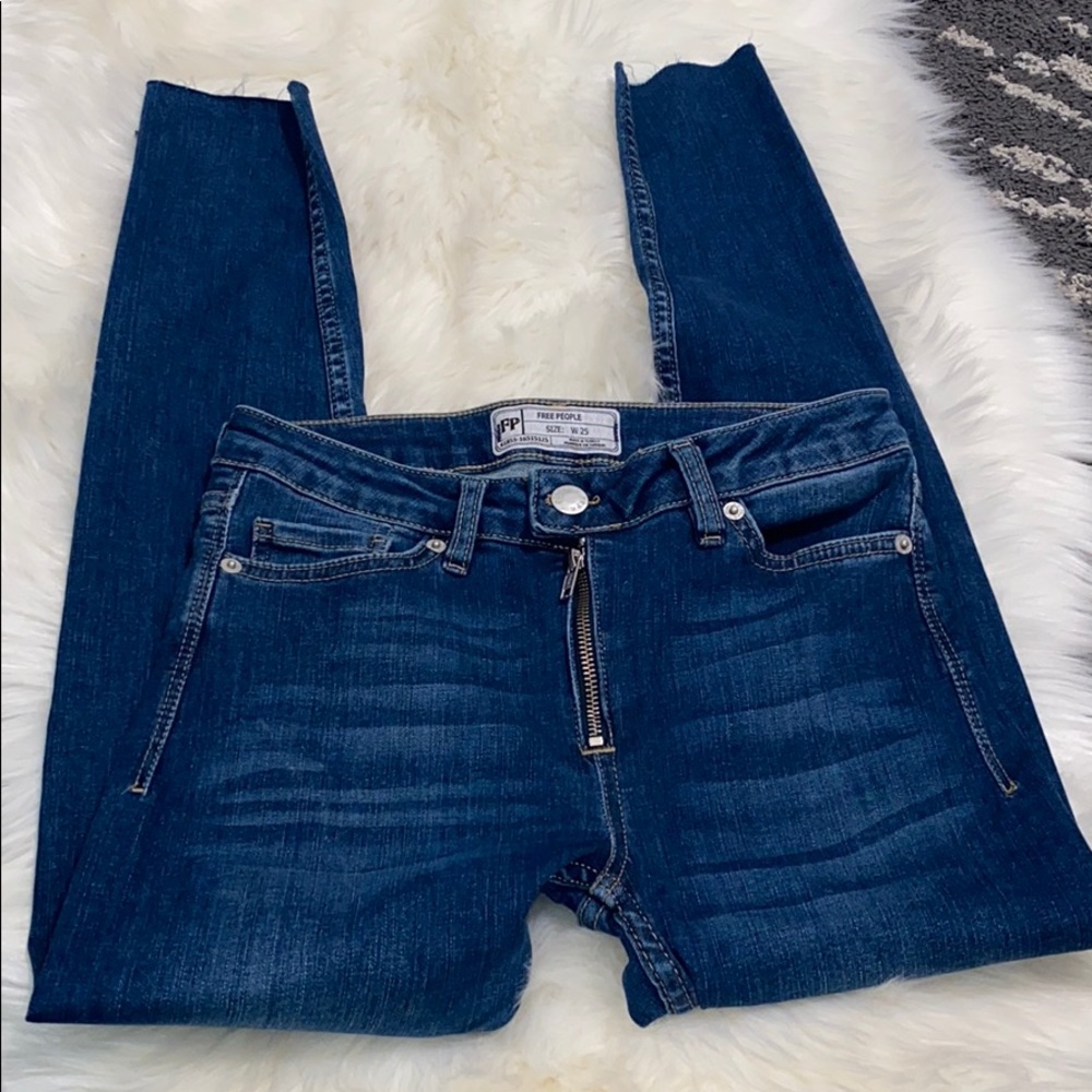 free people skinny jean color blue stretch fabric